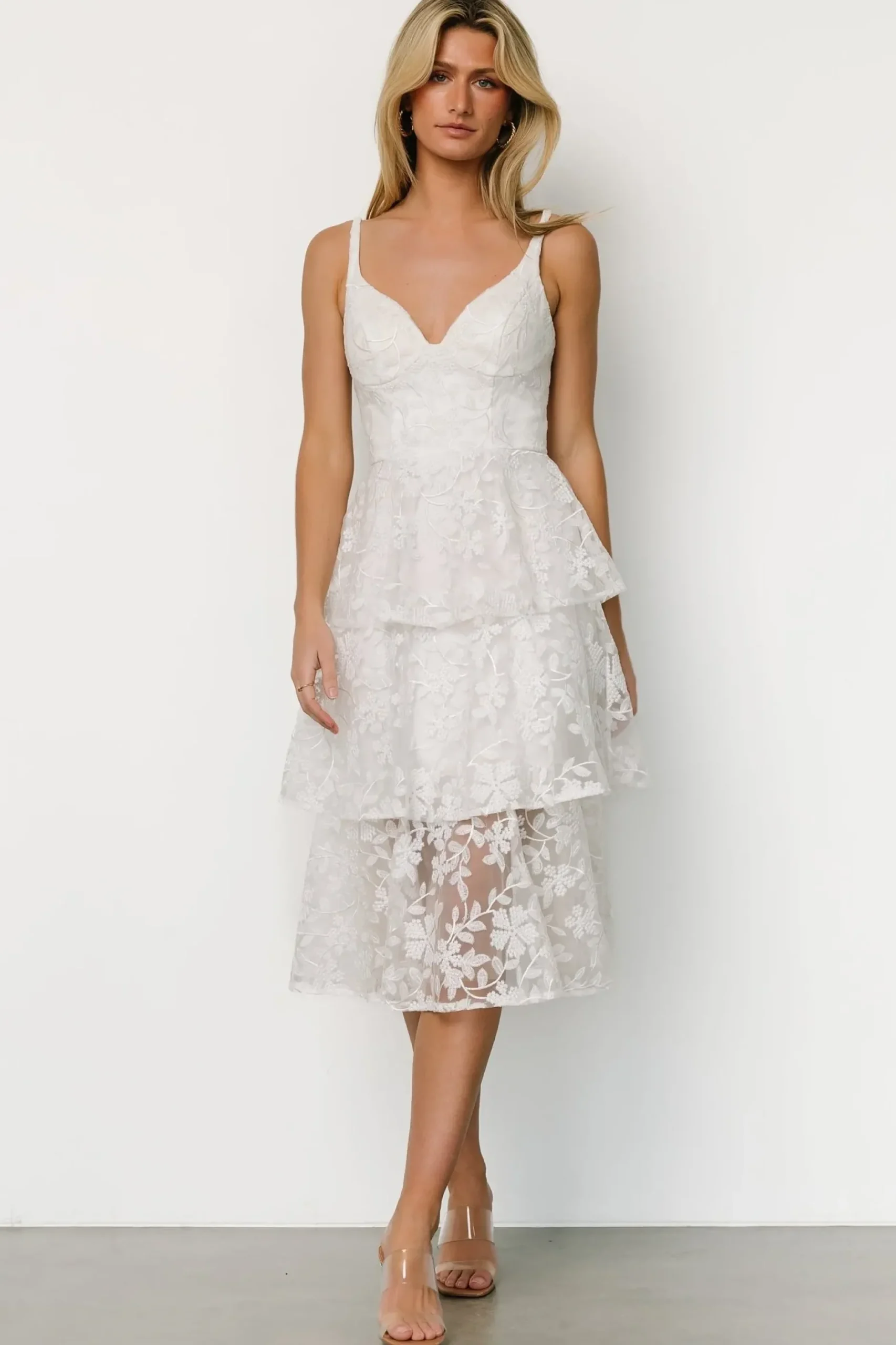 Baltic Born COMING SOON|Giavanna Tiered Midi Dress | Off White