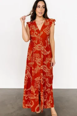 Baltic Born bump friendly|Ginger Button Down Maxi Dress | Rust + Ivory