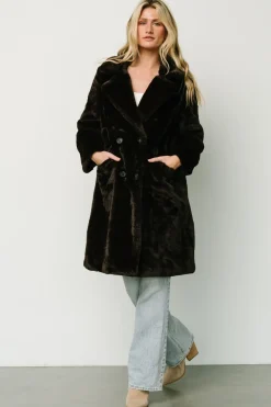 Baltic Born outerwear|Graham Long Faux Fur Coat | Deep Brown