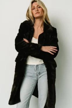 Baltic Born outerwear|Graham Long Faux Fur Coat | Deep Brown