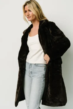 Baltic Born outerwear|Graham Long Faux Fur Coat | Deep Brown