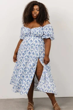 Baltic Born SALE|Gwen Smocked Midi Dress | Blue Floral
