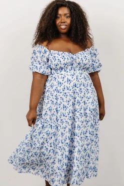 Baltic Born SALE|Gwen Smocked Midi Dress | Blue Floral