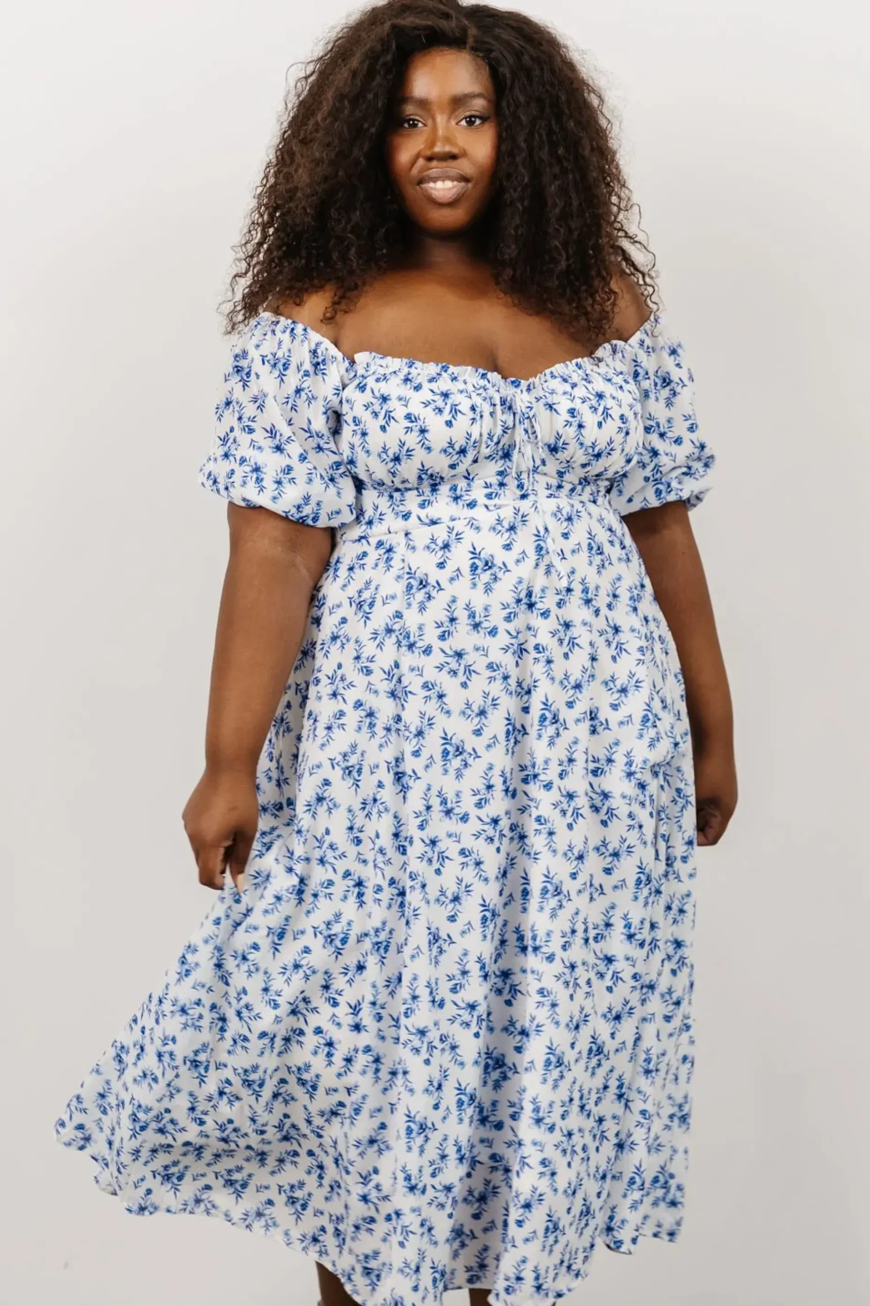 Baltic Born SALE|Gwen Smocked Midi Dress | Blue Floral