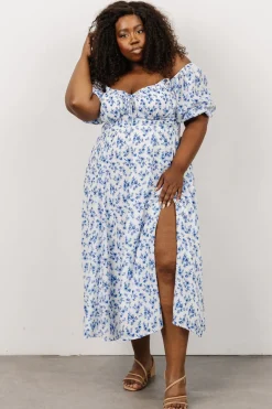 Baltic Born SALE|Gwen Smocked Midi Dress | Blue Floral