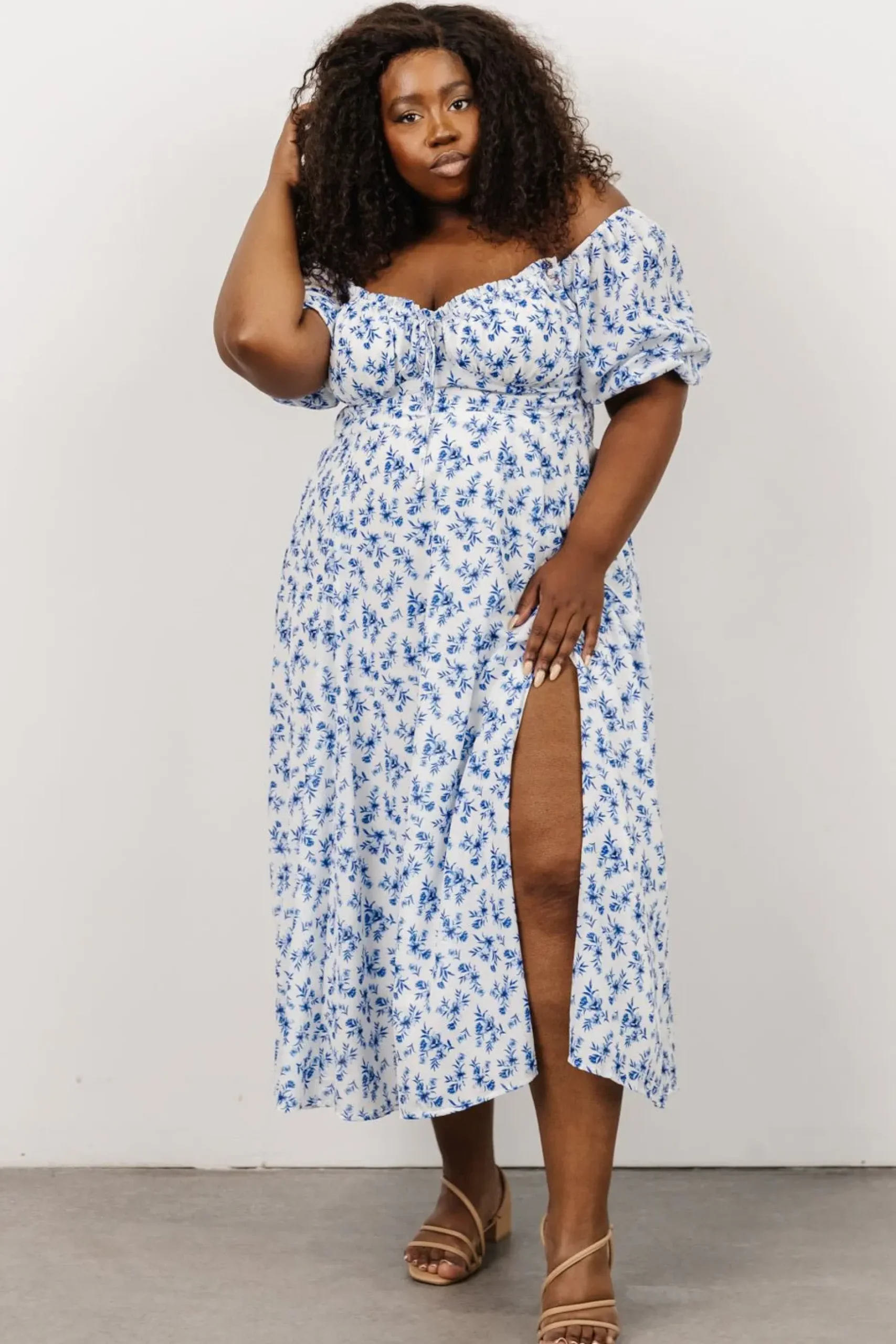 Baltic Born SALE|Gwen Smocked Midi Dress | Blue Floral