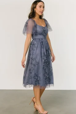 Baltic Born WINTER ESSENTIALS|COMING SOON|Gwyneth Tulle Midi Dress | Slate Blue Multi