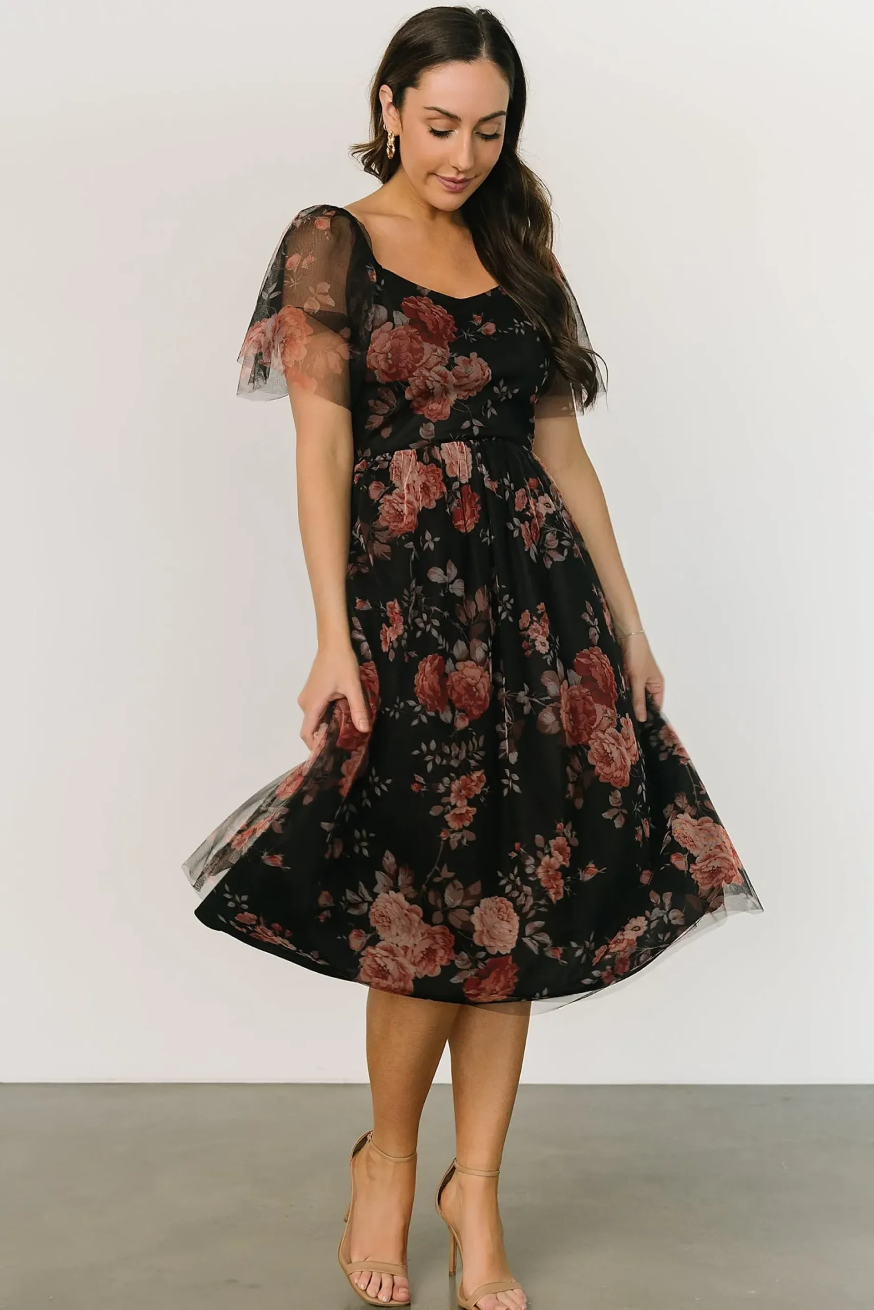 Baltic Born WINTER ESSENTIALS|COMING SOON|Gwyneth Tulle Midi Dress | Black Multi