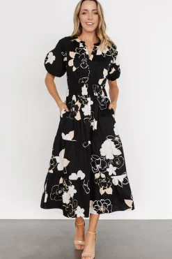 Baltic Born EXTENDED SIZING|Hacienda Tiered Midi Dress | Black Multi