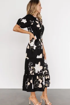 Baltic Born EXTENDED SIZING|Hacienda Tiered Midi Dress | Black Multi