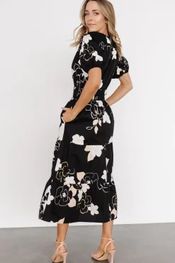 Baltic Born EXTENDED SIZING|Hacienda Tiered Midi Dress | Black Multi