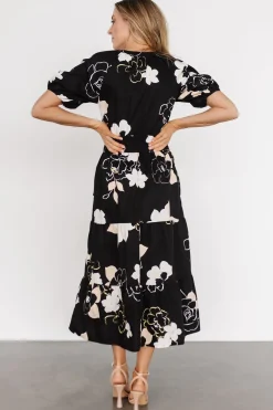 Baltic Born EXTENDED SIZING|Hacienda Tiered Midi Dress | Black Multi