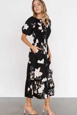 Baltic Born EXTENDED SIZING|Hacienda Tiered Midi Dress | Black Multi