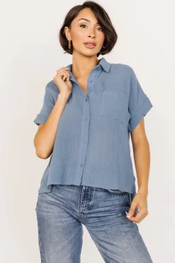 Baltic Born blouses + shirts|Hammond Short Sleeve Top | Slate Blue