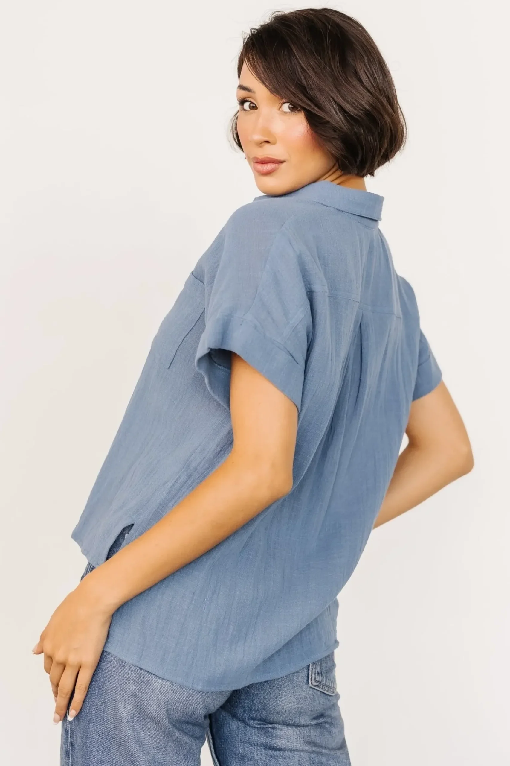 Baltic Born blouses + shirts|Hammond Short Sleeve Top | Slate Blue