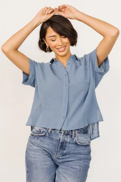 Baltic Born blouses + shirts|Hammond Short Sleeve Top | Slate Blue