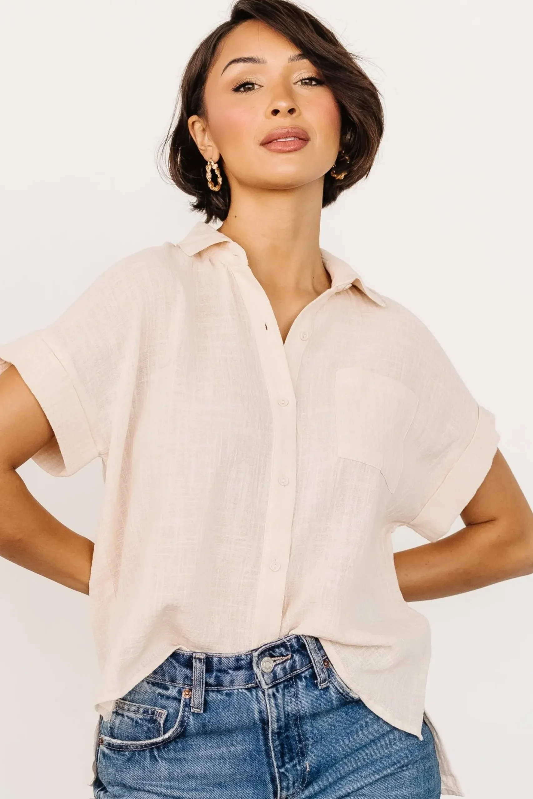 Baltic Born blouses + shirts|Hammond Short Sleeve Top | Natural