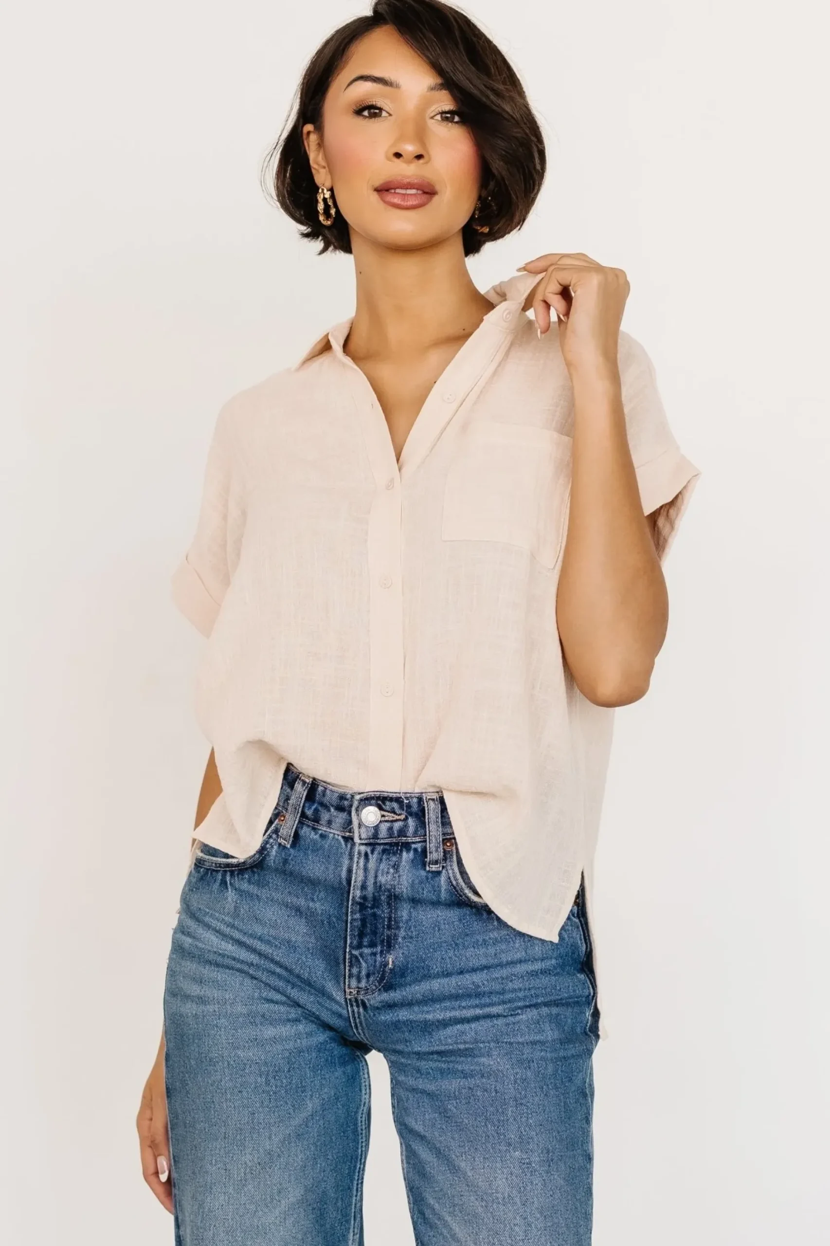 Baltic Born blouses + shirts|Hammond Short Sleeve Top | Natural