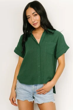 Baltic Born blouses + shirts|Hammond Short Sleeve Top | Dark Green