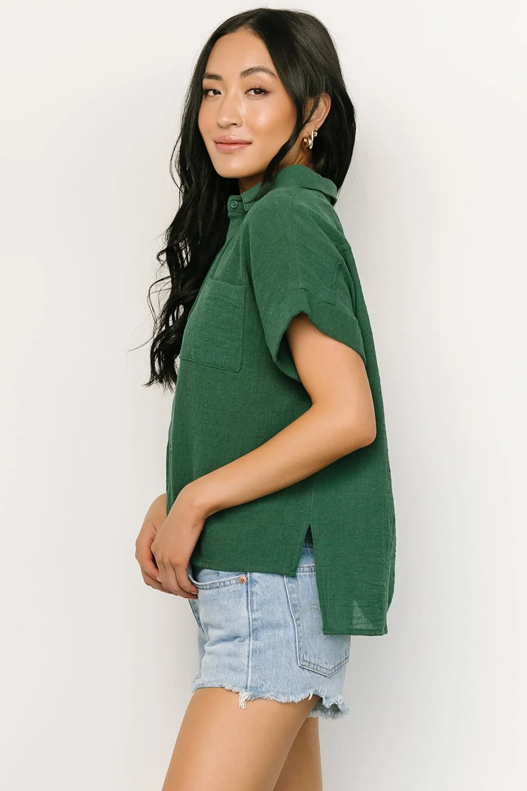 Baltic Born blouses + shirts|Hammond Short Sleeve Top | Dark Green