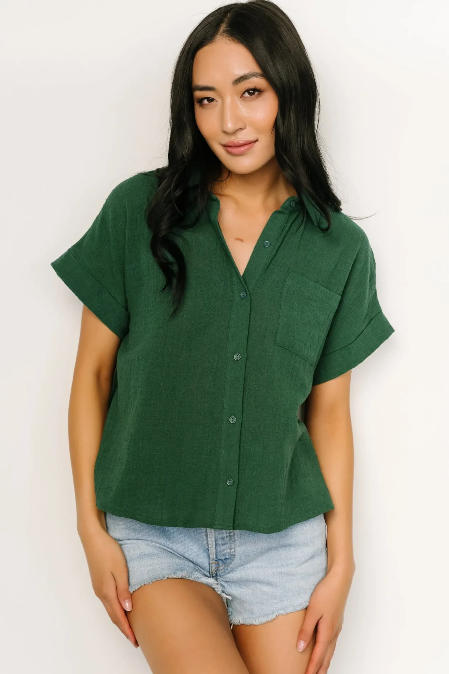 Baltic Born blouses + shirts|Hammond Short Sleeve Top | Dark Green