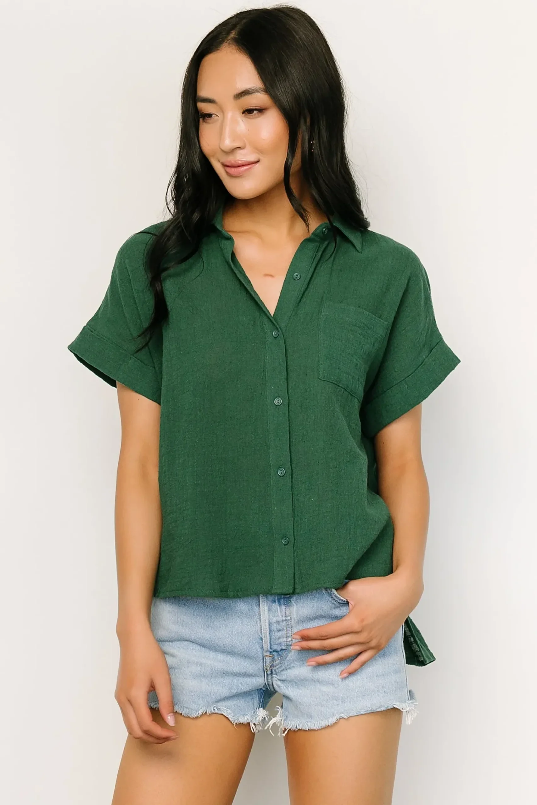 Baltic Born blouses + shirts|Hammond Short Sleeve Top | Dark Green