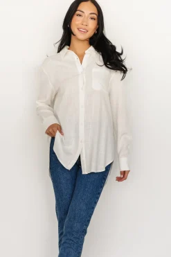 Baltic Born blouses + shirts|Harlan Linen Button Down Top | Off White