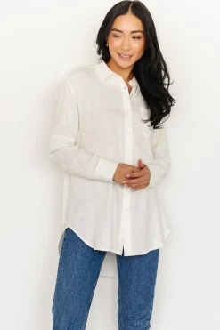 Baltic Born blouses + shirts|Harlan Linen Button Down Top | Off White