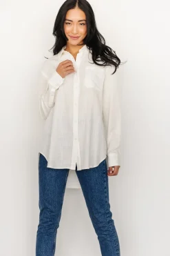 Baltic Born blouses + shirts|Harlan Linen Button Down Top | Off White