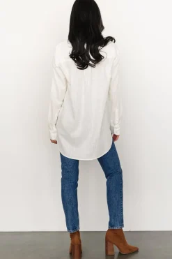 Baltic Born blouses + shirts|Harlan Linen Button Down Top | Off White