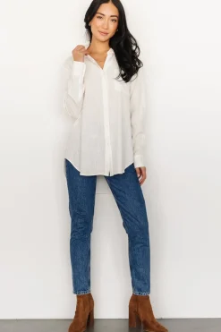 Baltic Born blouses + shirts|Harlan Linen Button Down Top | Off White