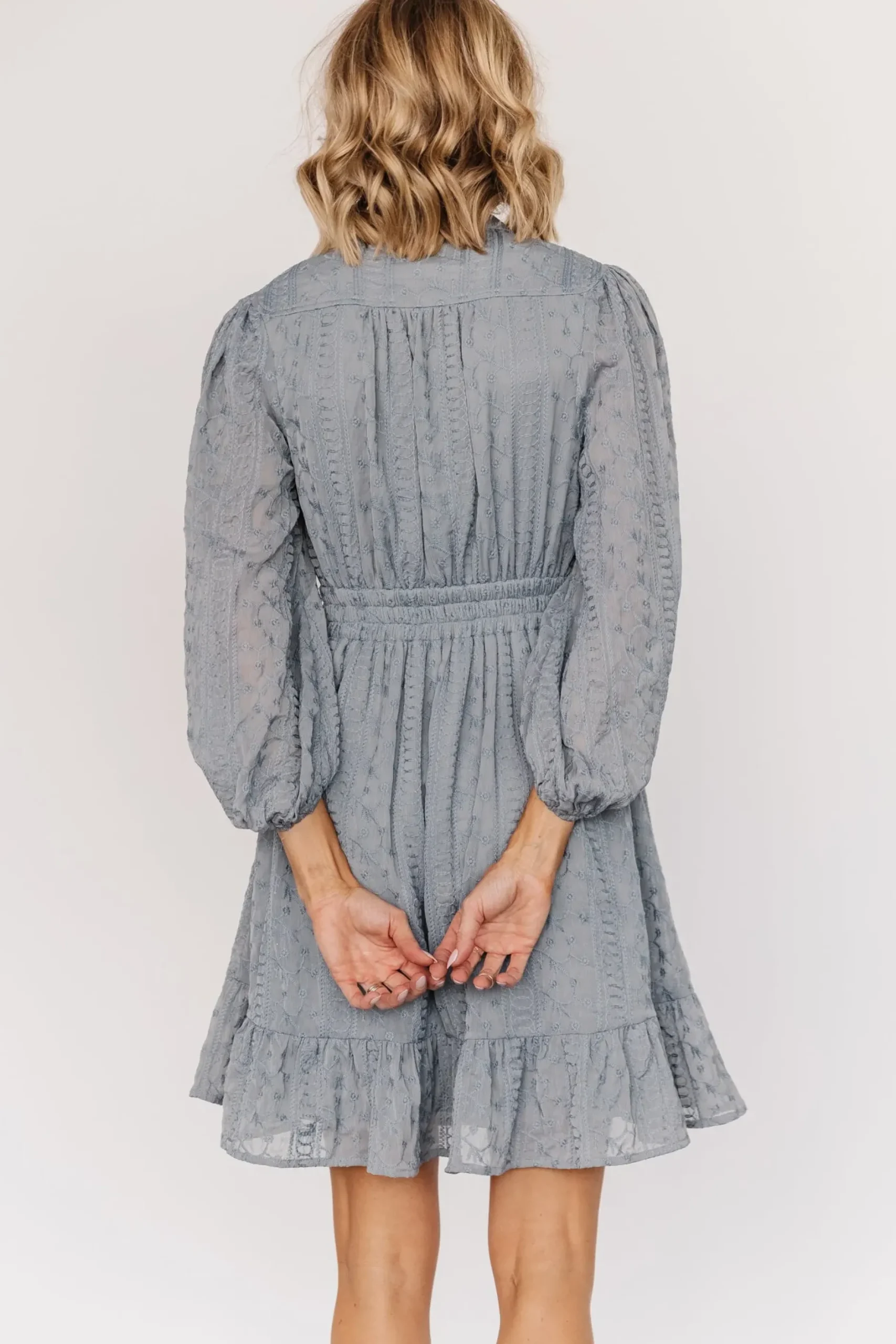 Baltic Born SALE|Harmony Embossed Dress | Dusty Blue