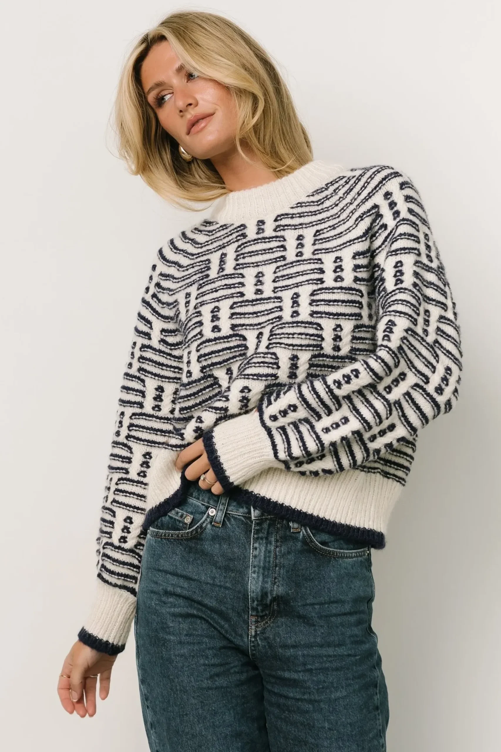Baltic Born SALE|Hawthorne Knit Sweater | Navy + Ivory