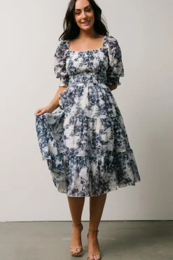 Baltic Born bump friendly|Hazel Eyelet Midi Dress | Navy