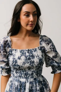 Baltic Born bump friendly|Hazel Eyelet Midi Dress | Navy