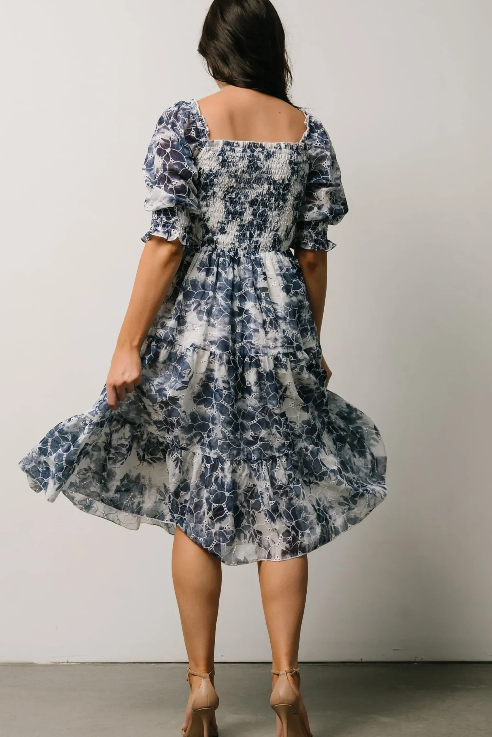 Baltic Born bump friendly|Hazel Eyelet Midi Dress | Navy