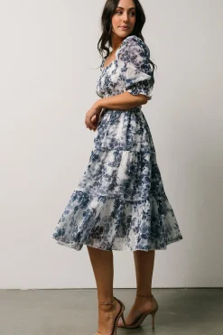 Baltic Born bump friendly|Hazel Eyelet Midi Dress | Navy