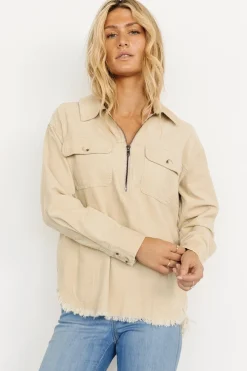 Baltic Born outerwear|Hector Half Zip Corduroy Top | Natural