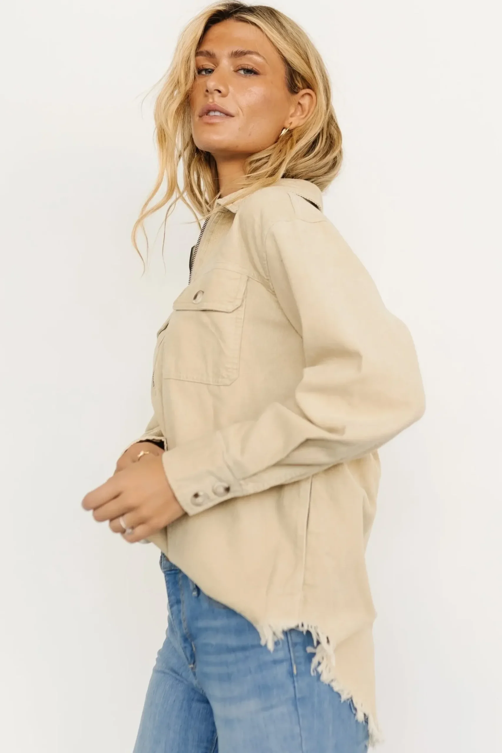 Baltic Born outerwear|Hector Half Zip Corduroy Top | Natural