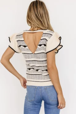 Baltic Born blouses + shirts|Herriman Knit Top | Cream + Black