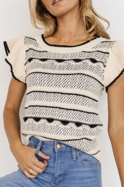 Baltic Born blouses + shirts|Herriman Knit Top | Cream + Black