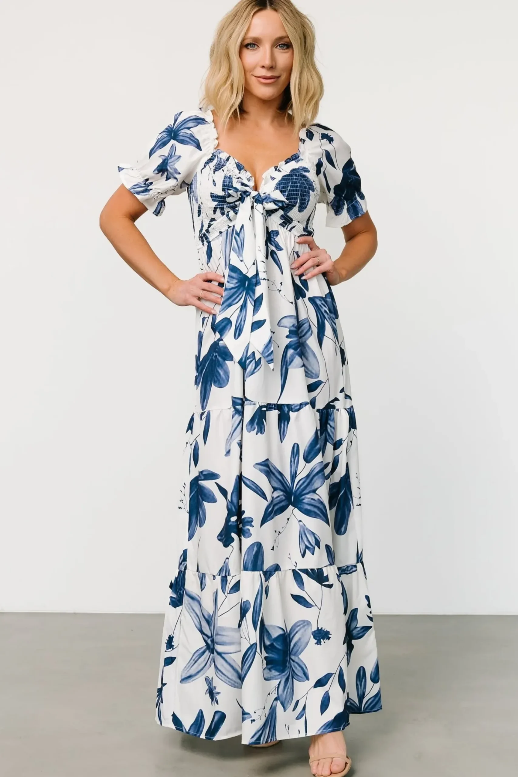Baltic Born maxi dresses|Hilaria Maxi Dress | White + Blue