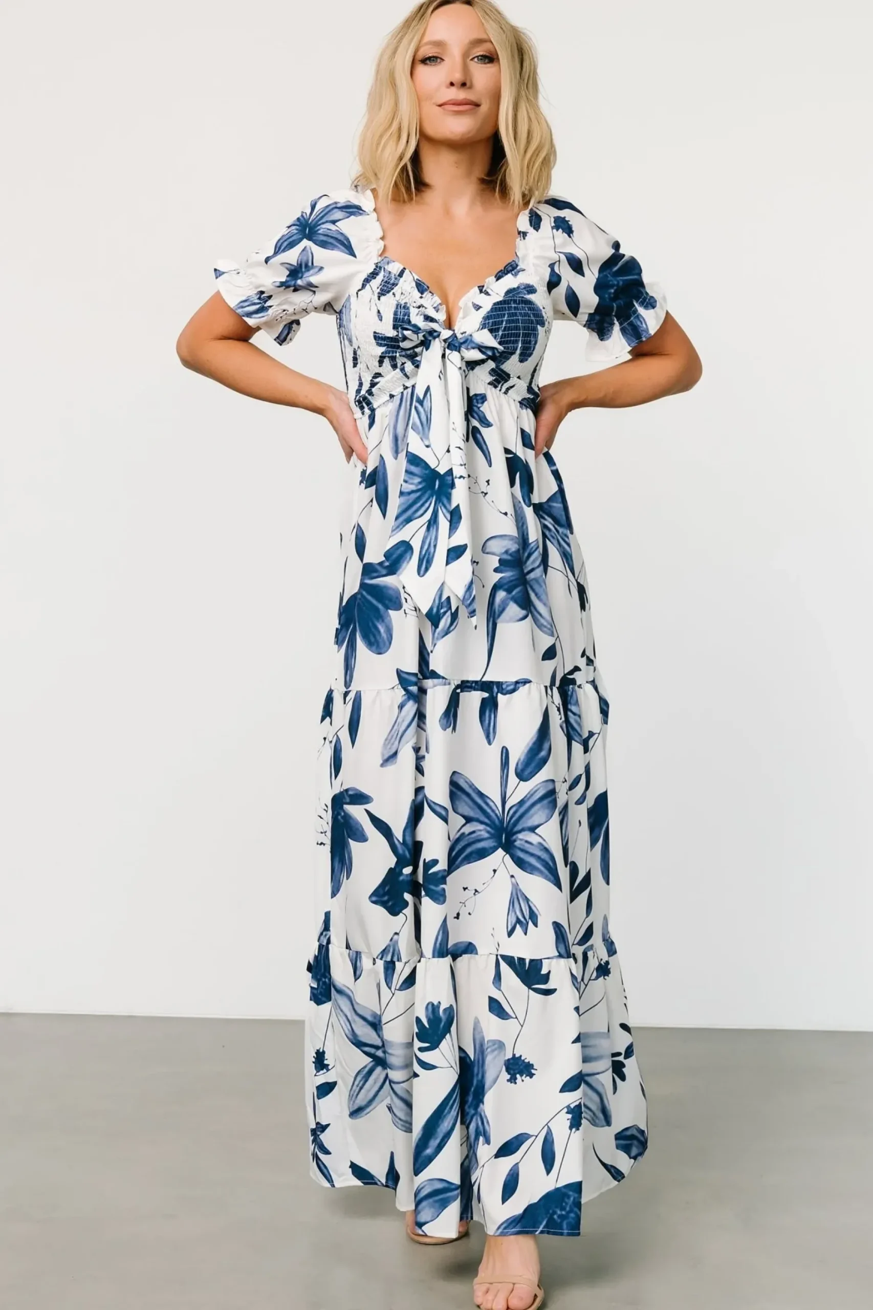 Baltic Born maxi dresses|Hilaria Maxi Dress | White + Blue
