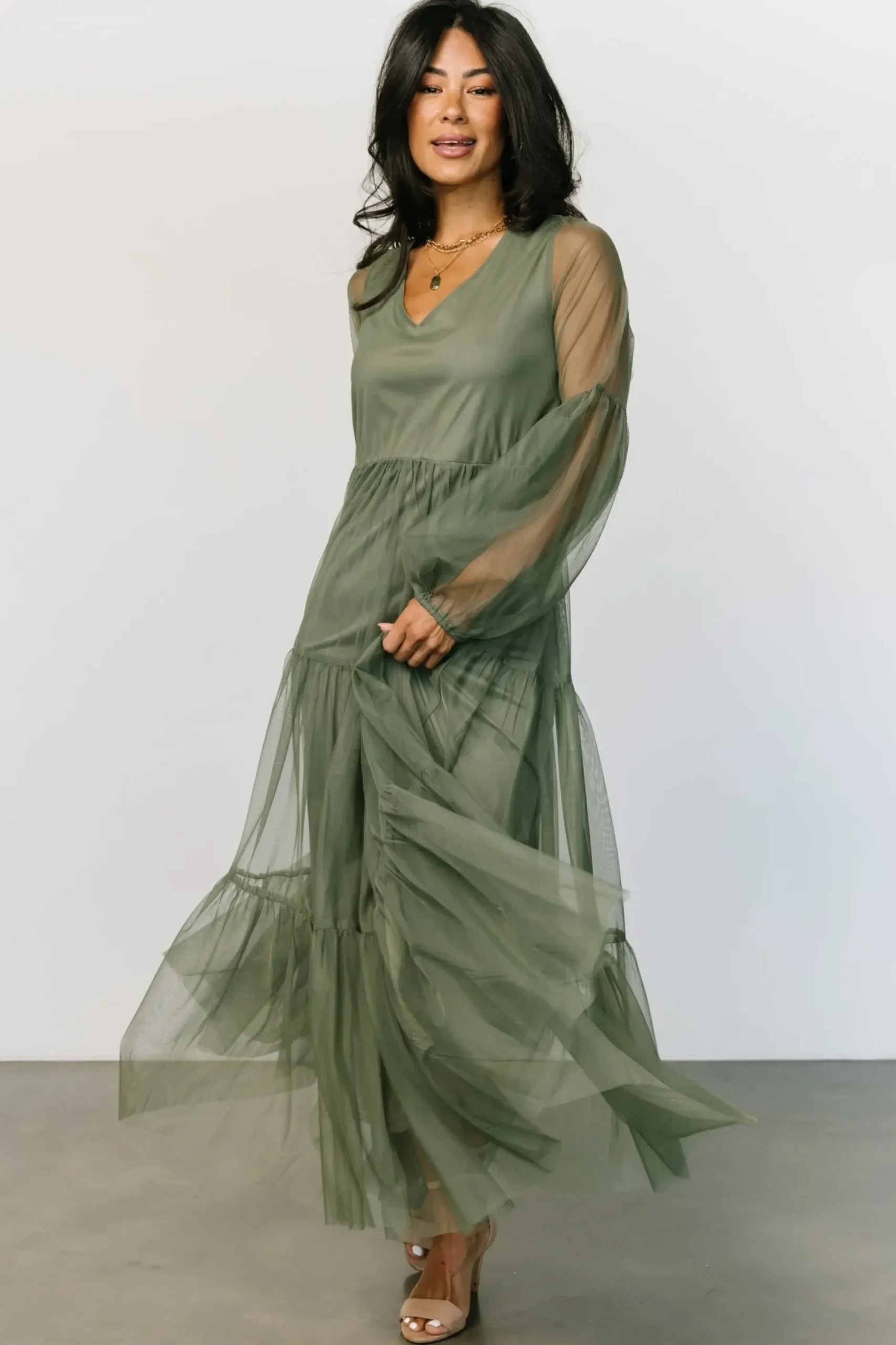 Baltic Born tulle styles|COMING SOON|Hoffman Tulle Maxi Dress | Olive