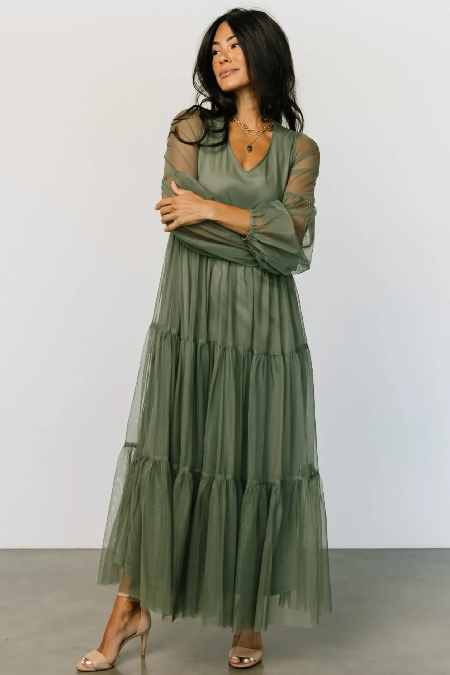 Baltic Born tulle styles|COMING SOON|Hoffman Tulle Maxi Dress | Olive