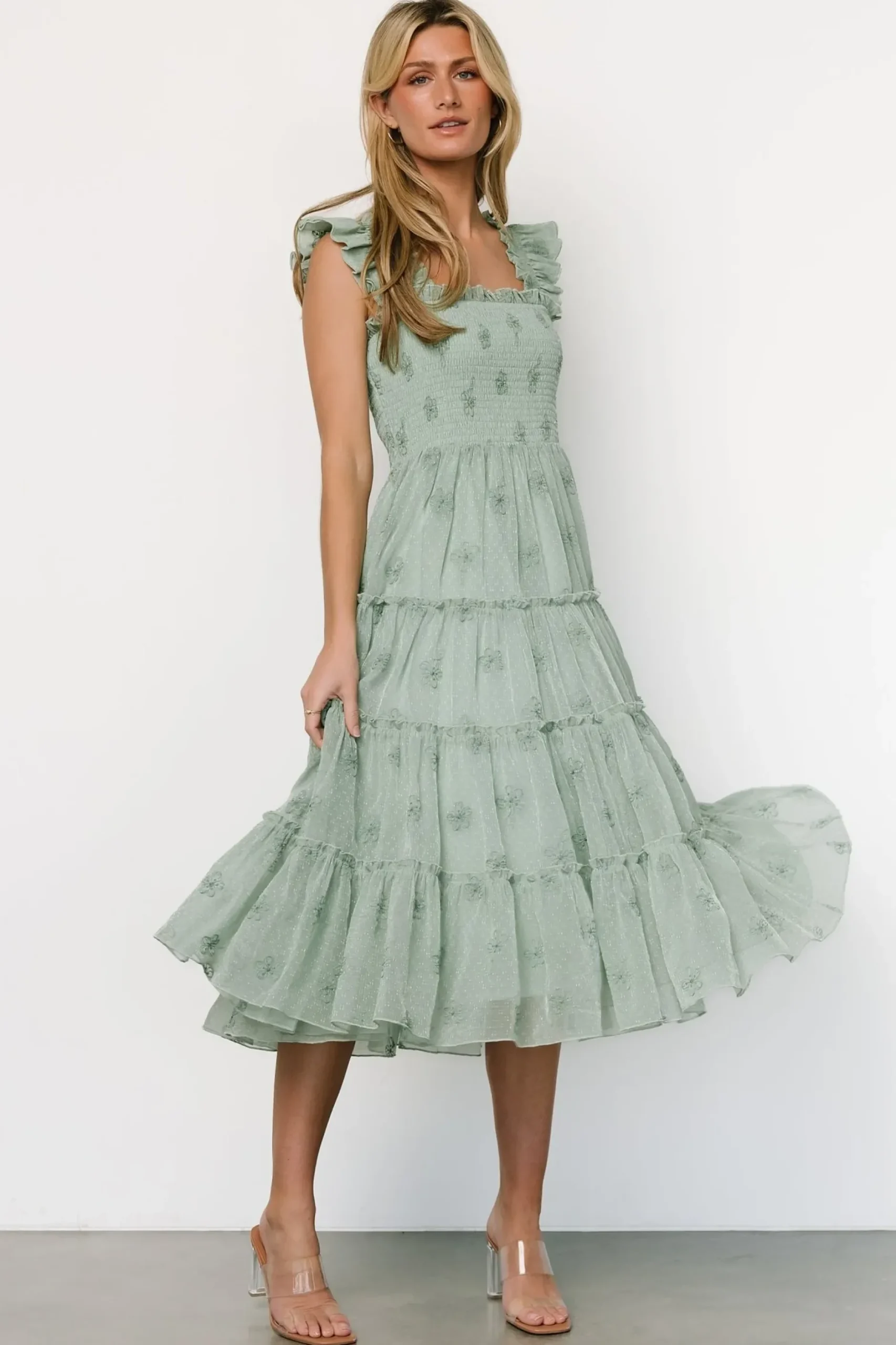 Baltic Born COMING SOON|Holland Embroidered Dress | Light Sage