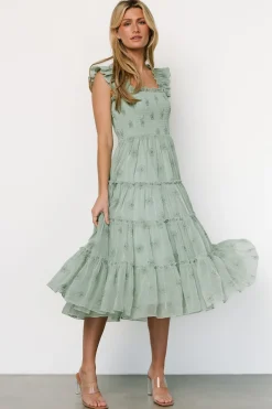 Baltic Born COMING SOON|Holland Embroidered Dress | Light Sage