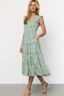 Baltic Born COMING SOON|Holland Embroidered Dress | Light Sage