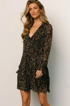 Baltic Born short dresses|Huxley Tiered Short Dress | Black Multi Floral