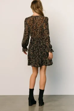 Baltic Born short dresses|Huxley Tiered Short Dress | Black Multi Floral